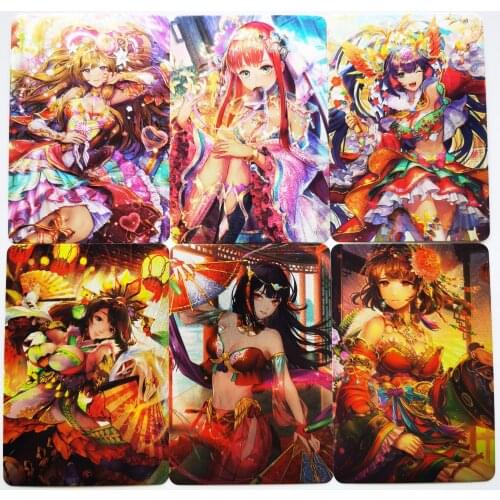 9pcs/set ACG Beauty Three Kingdoms Prosperity Red Makeup Rough Flash Sexy Girls Hobby Collectibles Game Anime Collection Cards