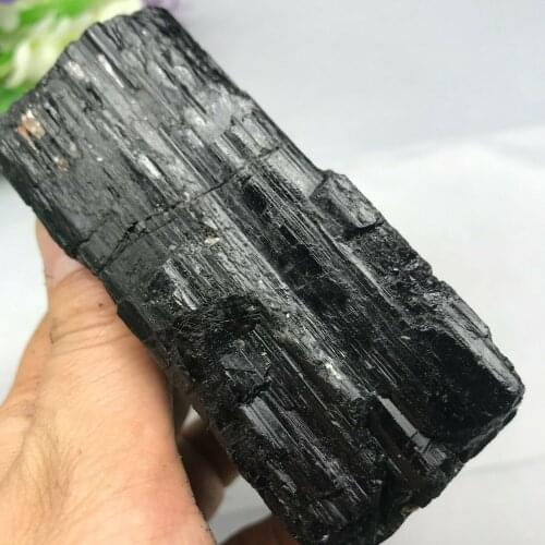 Natural black tourmaline stone rough rock sample