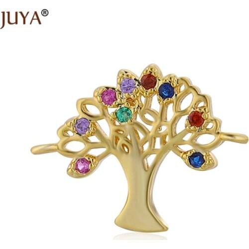 Accessories For Jewelry Fashion Rhinestone Life Tree Pendant Charms Connectors DIY Bracelets Necklace Findings Components