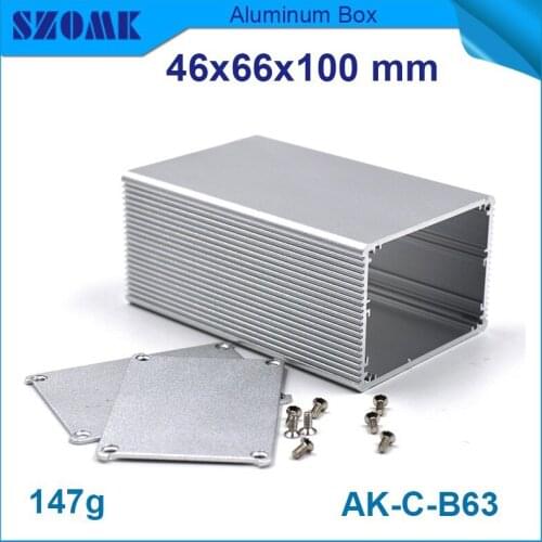 Cnc controller enclosure aluminum extruder out size 46(H)x66(W)x100(L) mm in silver and Black color good fit PCB size 42.5x60.5