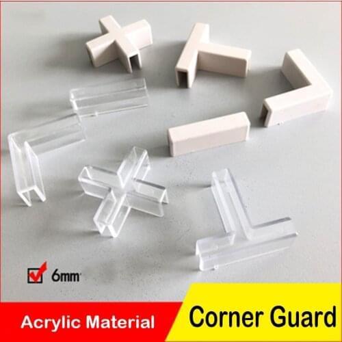 6mm Glass-Clamp White Fish-Tank-Joint Shelf-Clip Right-angle Corner Protection Thickened Plastic Cross DIY Showcase Accessories