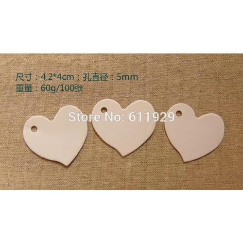 Free shipping blank heart shape white paper hang tag/baking price tag/DIY gift packing labels/clothing hang tag 500 pcs a lot