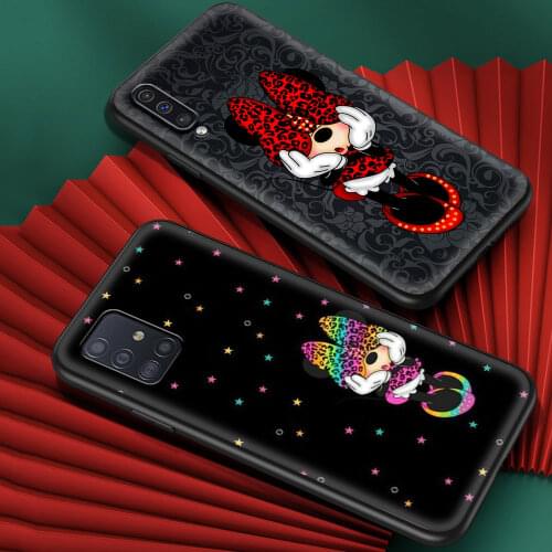 Phone Case For Samsung Galaxy A72 A91 A51 A71 5G A21s A11 A31 A41 A12 A02s Black Shell Cartoon Mouse