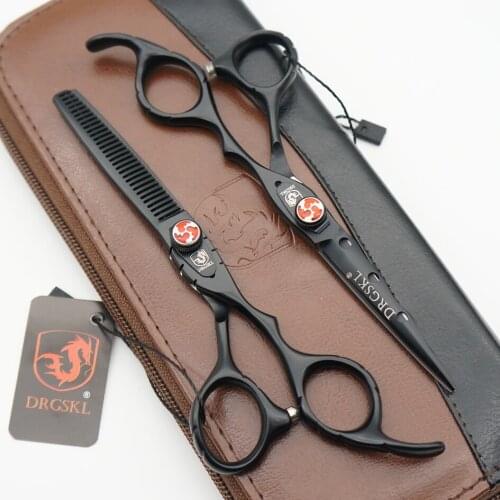 Black paint DRGSKL 6 inch professional barber hair scissors high quality, flame screw hair hairdressing scissors hair cut shears