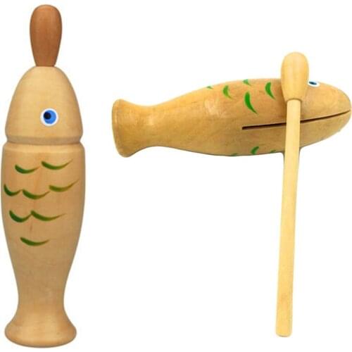 Wooden Fish Shape Rhythm Drum Knocking Instruments Percussion Education Kids Toy