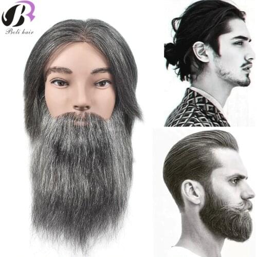 Male Mannequin Head With Real Human Hair Training Hairdressing Doll Head For Beard Cutting Practice Salon Training Dummy Head