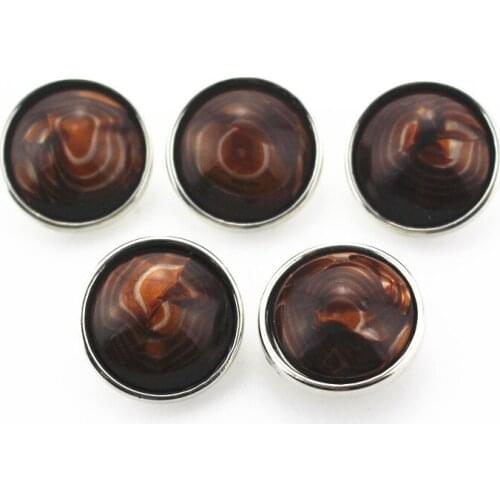 Hot Selling 10pcs Coffee Natural Stone Resin Shell Snap Buttons 18mm Ginger Snap Bracelet&Bangles DIY Snap Jewelry Charm