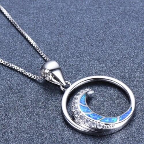 Hot Sale Crystal Moon Pendants Necklace For Girl Charms Fits Pandora Necklaces For Women Fashion DIY Jewelry Accessories