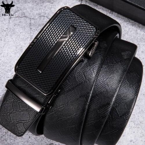 Famous New Mens Suit Belts Designer Automatic Buckles Black Cowhide Leather Ratchet Waistband Straps for Men Top Quality Formal