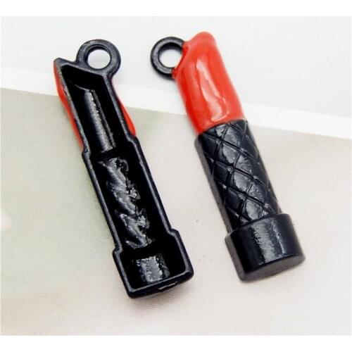Julie Wang 8PCS Enamel Black Lipstick Charms Zinc Alloy Cosmetic Pendant Bracelet Jewelry Making Accessory