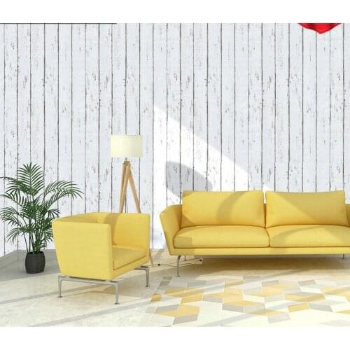 Classic White Wood Wallpaper Self-Adhesive Vinyl Vintage Wood Panel Contact Paper For Hotel Bedroom Living room Home Decoration