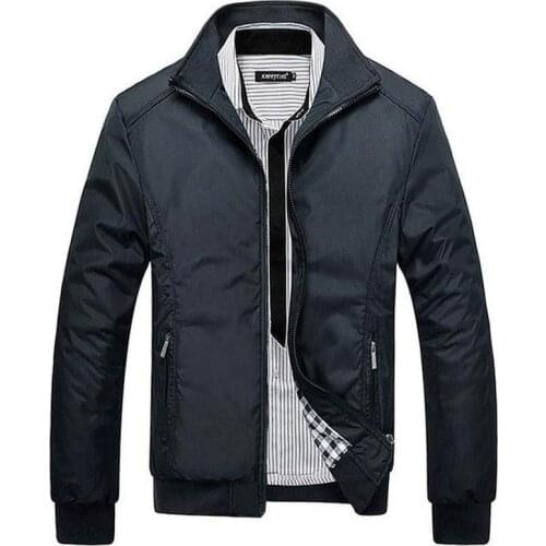 Mens New Casual Business Jackets male Solid color High Quality Spring autumn Slim Standing collar zip Coat Wholesale 5XL