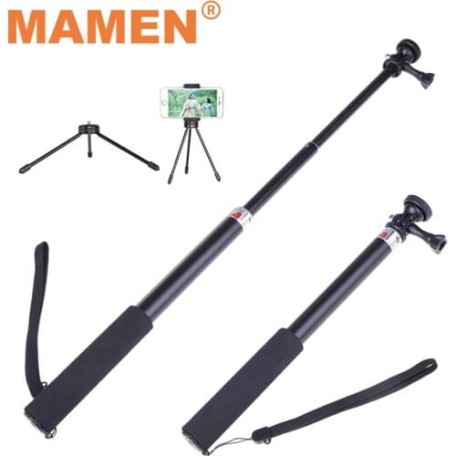 MAMEN AluminumAlloy 93cm Monopod Selfie Stick with Phone Tripod Holder for DJI OSMO Action GoPro Hero 8/7/6/5 Camera Accessories