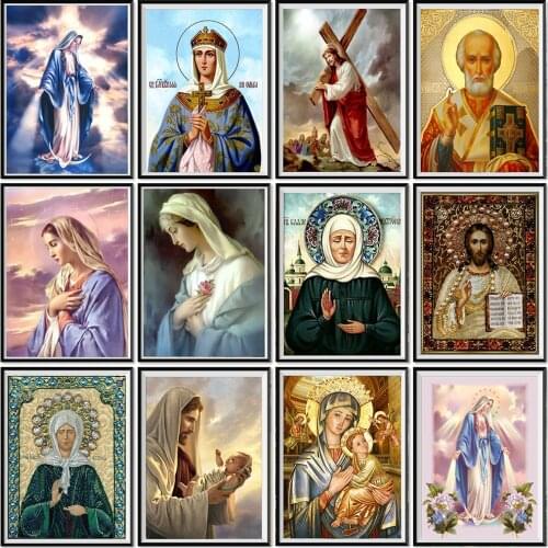 5D Diy Diamond Painting Virgin Mary Pictures Diamond Embroidery Religion Icon Cross Stitch Kit Rhinestones Mosaic Home Decor