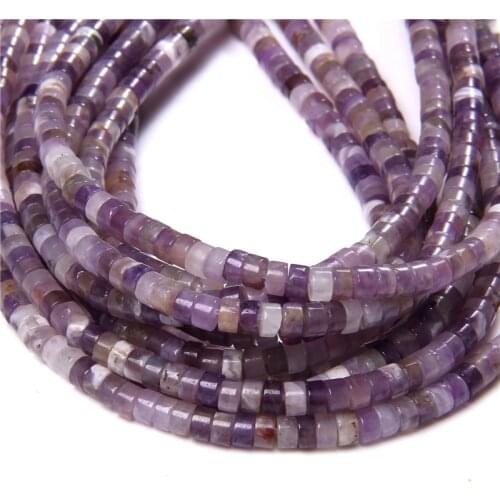 Natural Rondelle Amethysts Beads 15.5'' Strand 2x2x4MM Wheel Round Bead Purple Crystal Quartz Beaded For Jewelry Making DIY