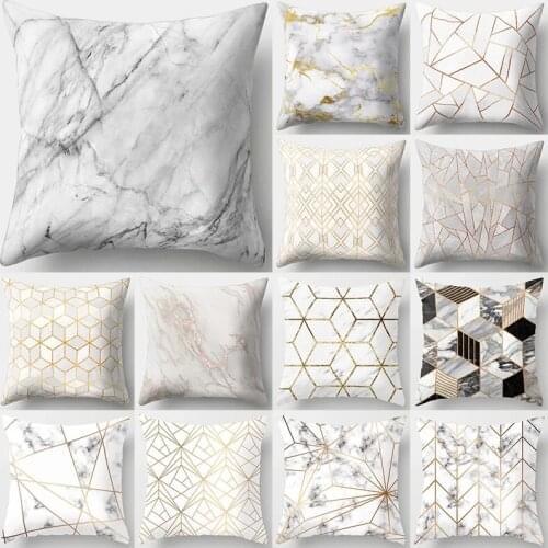 Gold Geometric Marble Sofa Decorative Cushion Cover Pillow Pillowcase Polyester 45*45CM Throw Pillow Home Decor Pillowcover