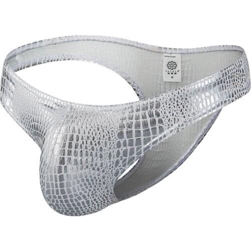 New Style Shiny Snakeskin Mens Sexy Underwear Low Waist Bikini Trunks Mens Briefs