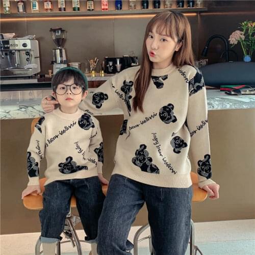 A family of three and four autumn and winter clothes sweater mother-daughter mother-child clothes parent-child clothes 2020 new
