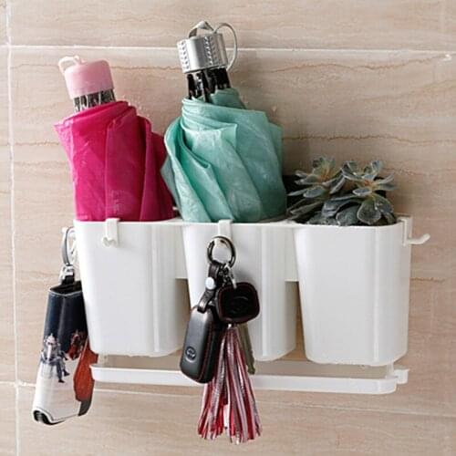 Hanging Wall Umbrella Stand Paraplu Houder Kitchen Storage Free Punch Umbrella Holder Paraguero Plastic Porta Paraguas Key Hook