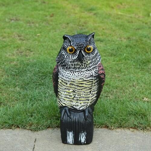 Owl Decoy Pest Control Garden Bird Scarer Scarecrow with 360 Degree Rotating Head