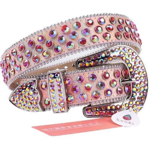 Pink Studded Belt Waist Adjustable Luxury Brand Womens Belt Diamond Strap Removable Buckle Girdle Rhinestone Belt Ceinture Rose