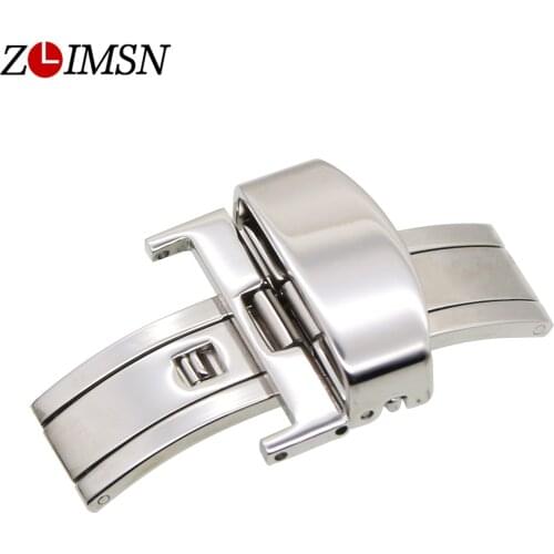 ZLIMSN 10mm Gold Polished Butterfly Watchbands Metal Deployment Watch BAND Strap Clasp Belt Buckle K01g relogio masculino K22