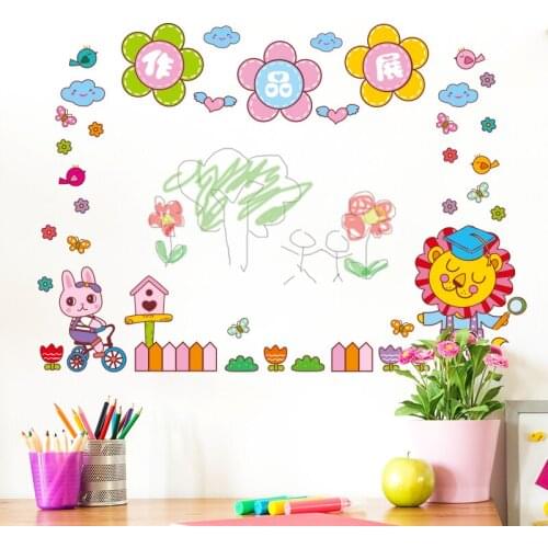 [SHIJUEHEZI] Creative Animals Wall Stickers DIY Cartoon Wall Decals for Kids Rooms Baby Bedroom Student Classroom Decoration