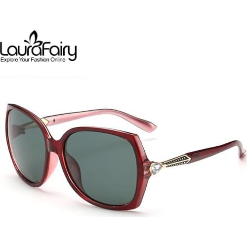 Laura Fairy Luxury Rhinestone Decoration Sunglasses Women G15 Lenses Polarized Sun Glasses Female 2016 oculos de sol feminino