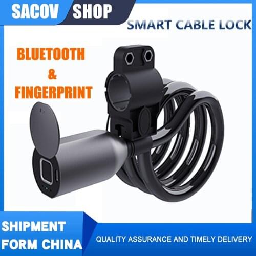 Steel cable lock Fingerprint APP Unlock bicycle Lock Padlock Door Bike USB Quick Control Waterproof glass out door cable lock