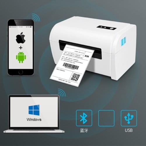 110mm POS Thermal Receipt Label Printer Supermarket Barcode QR Code Sticker Date USB Bluetooth-compatible IOS Android Windows