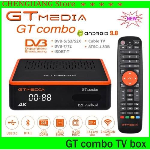 Newest Android TV Box GTMEDIA GTcombo Android9.0+DVB-S2X/T2/C Terrestrial Satellite TV receiver decoder/Google Smart Set top box