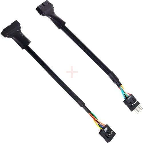 Zihan 2pcs USB 2.0 9Pin to USB 3.0 20pin Housing Header Female Cable Reversible for Motherboard