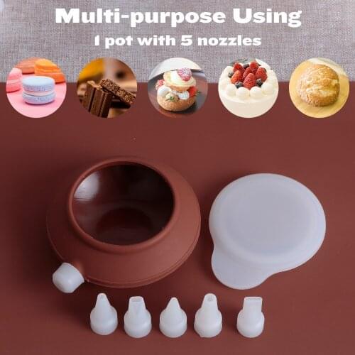 1SET Tea-pot Shaped Large Size Food Degree Silicone Piping Pot Dessert Decorators For Milk Sauce Macaron Decoration Pot QA 252