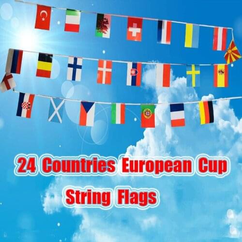 20*28cm Bar Restaurant Fan Club Decoration Hanging Flag Top 24 2021 European Cup String Flag