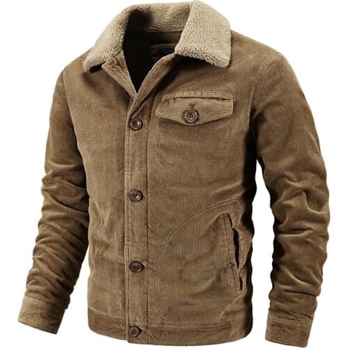 2020 Winter Corduroy Cotton Jacket Men New Thick Keep Warm Sherpa Cashmere Casual Parker Mens Wool Clothes for Snow Day Jackets
