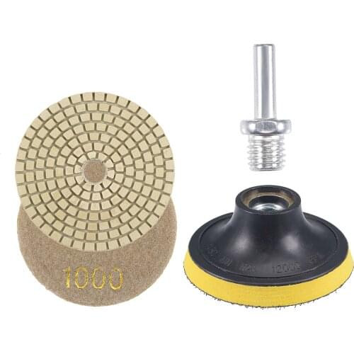 Uxcell 3" 1000 Grit Diamond Wet Polishing Pad M14 Backer Pad for Stone Concrete 4 Pcs