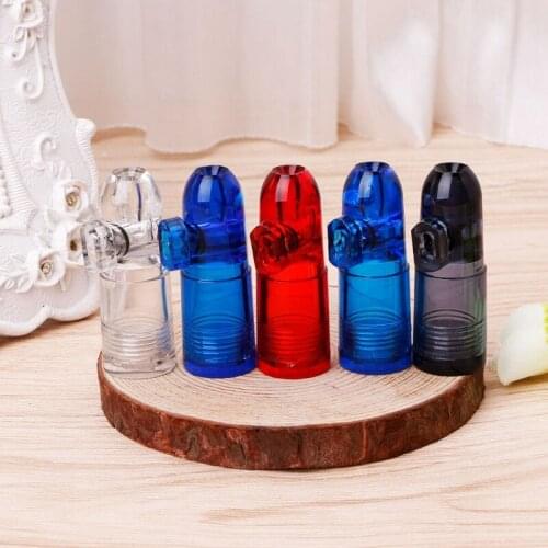 5*Portable Bullet Snuff Dispenser Snorter Rocket Shape Acrylic Bottle Nasal Box new