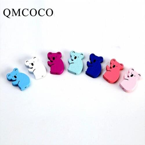 50Pcs Colorful Cartoon Bear Shape Wooden Beads Wood Chip Childrens Handmade Custom Environmentally Jewelry Baby Toy Accessories