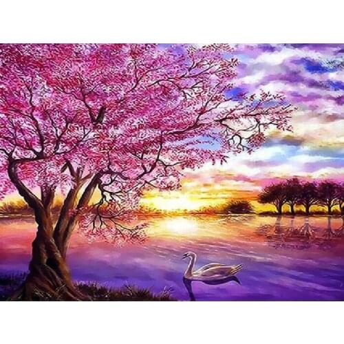 5D DIY Tree Hobbies And Crafts Diamond Painting Kits Full Round With AB Drill River Landscape Home Decoration Handmade Art