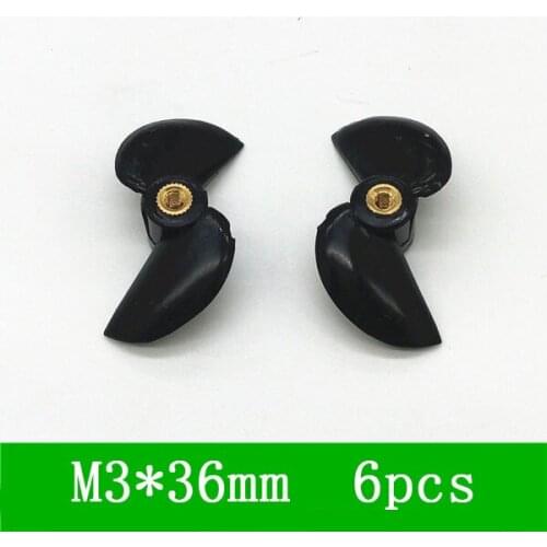 6Pcs M3*36mm Two-blade Copper Core Left/Right Propeller for RC Boat Model Speedboat 3mm Threaded Shaft Props