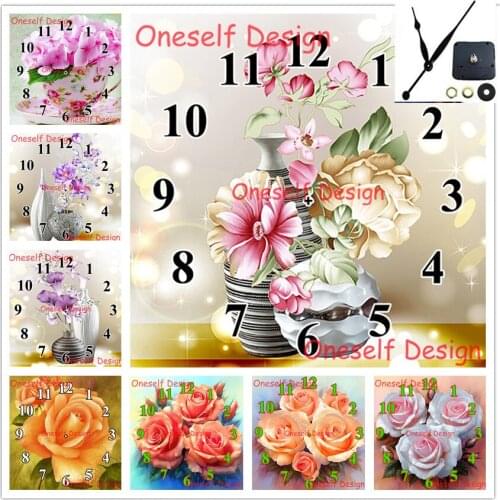 Diy diamond painting with Mechanical clock flower 5d diamond embroidery full set rhinestone pictures diamond mosaic sale flower