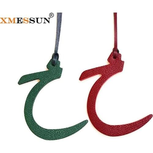 XMESSUN New Arabic Letters C Luxury Genuine Natural Leather Character Alphabet Keychain Backpack Pendant Ladies Women Bag Charm