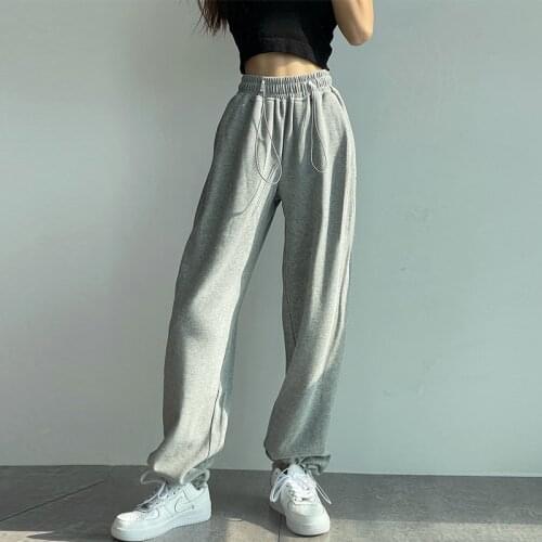 High Waist Womens Pants Elastic Tether Sportswear Female Casual Loose Long Harem tarf harajuku Trousers for female 2021 New za