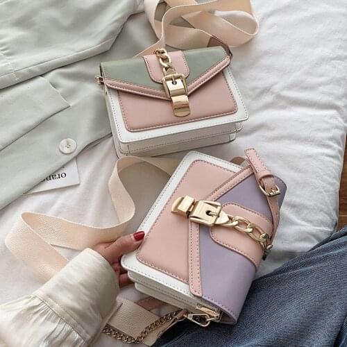 Purple INS Chic Girls Bags Designer Brand Panelled Crossbody Bags With 2 Straps Soft Leather Messenger Bags For Women