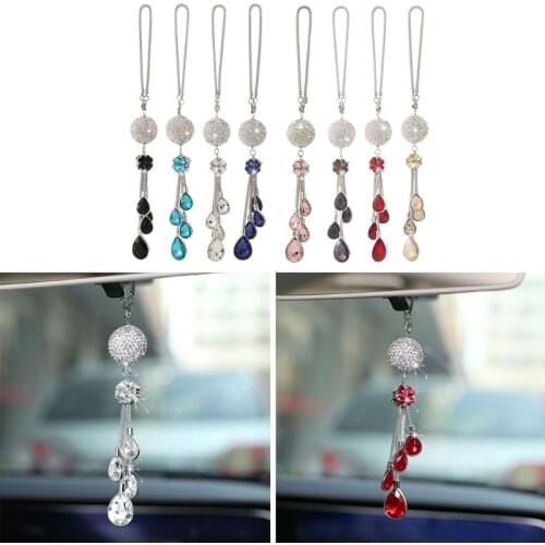 Crystal Car Pendant Rear View Mirror Ornament Creative Auto Diamond Decoration Car Pendant Hanging Metal Crystal Ball