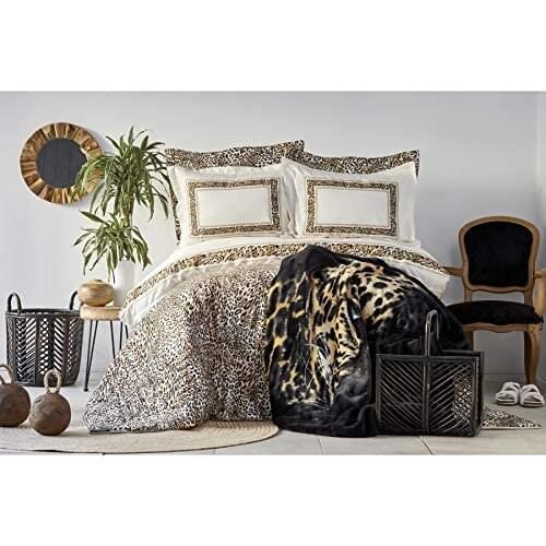 Karaca Home Naomi Leopard 10 Pieces Dowry Set-Duvet Cover: 100% Cotton Blanket: 100% Polyester Bedspread Set: 100% Chenille