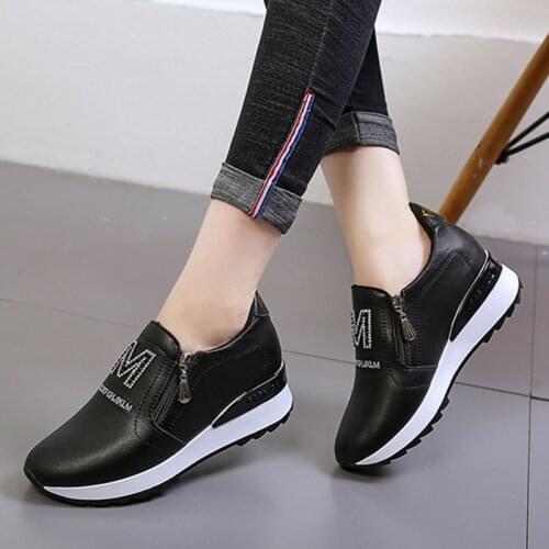 Women Casual Shoes Side Zip Loafers Platform Sneakers Oxford Shoes Woman Wedges Sneaker Slip on espadrilles zapatos mujer 559