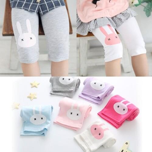 Girls Summer Leggings Rabbit Kids Knee Length Pants Leggins Pants Trouser Elastic Cotton Candy Color Children Leginsy