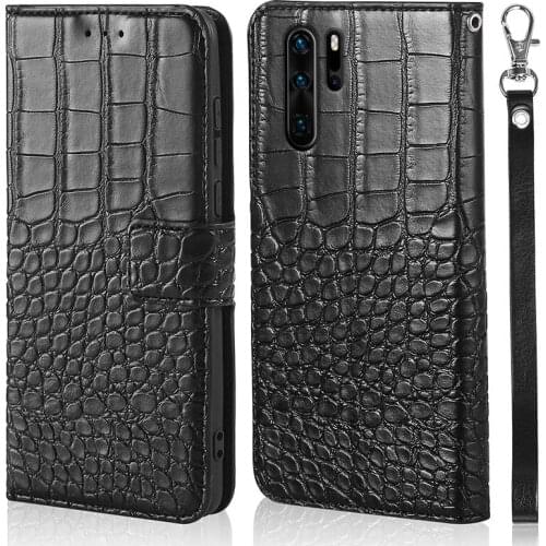Magnet Flip Phone Case for Huawei P30 Pro Cover Original Crocodile Texture Leather Design Luxury Coque Wallet Capa Strap Holder