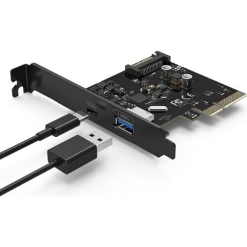 Desktop PC motherboard PCI-E to USB3.1 Type-c dual-port expansion card pcie 4x to usb 3.1 Type-A adapter SuperSpeed 10Gbps